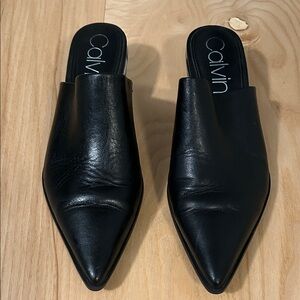 Calvin Klein Black Pointed Toe Mules